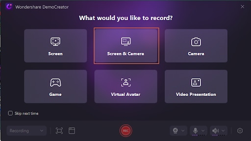 record screen and camera on democreator