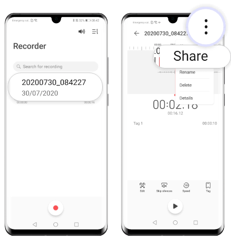 share the recording