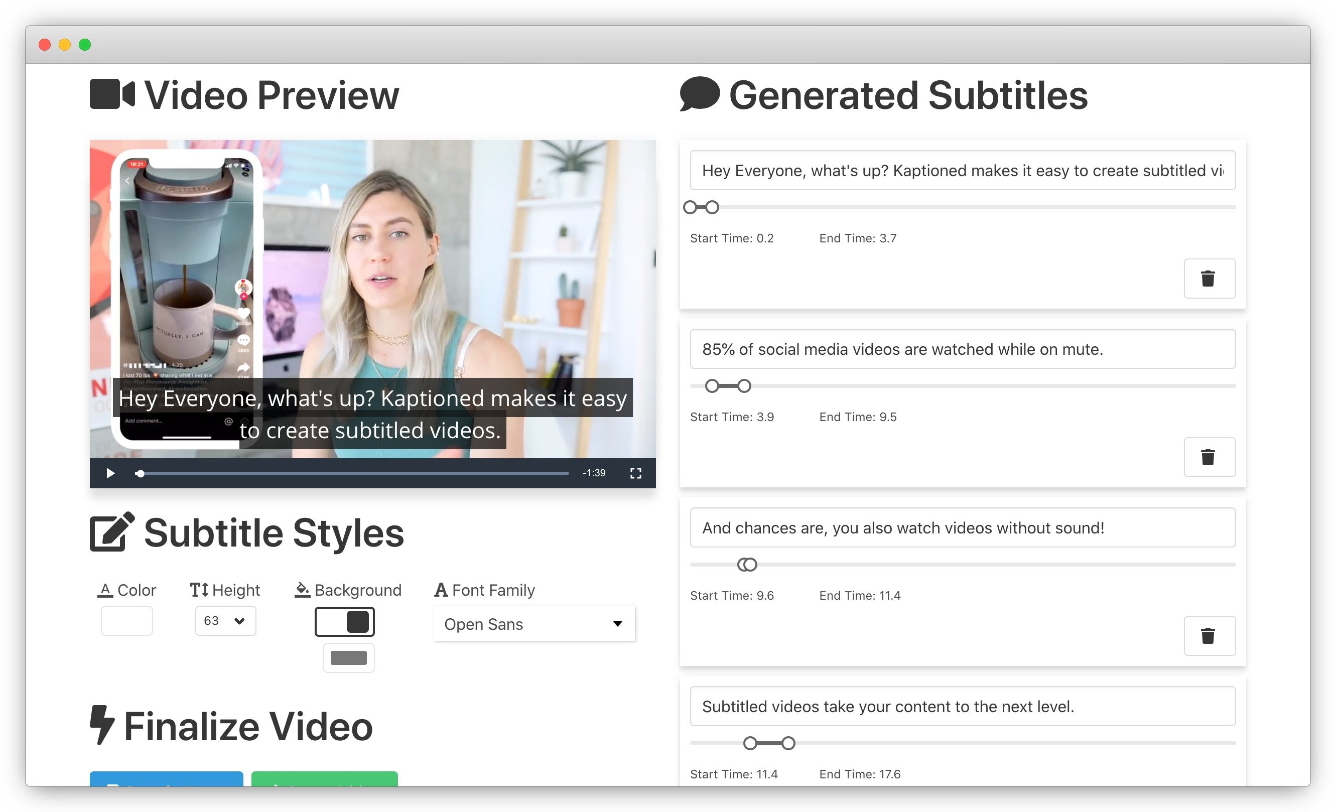 kaptioned subtitle generator app