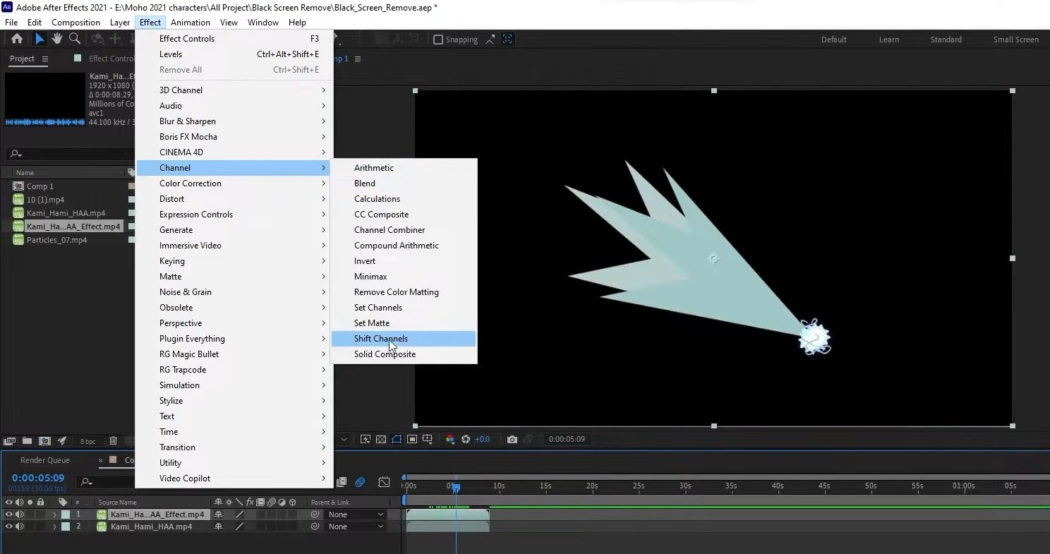 use the shift channels effect