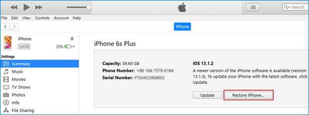 choose to restore iphone. 