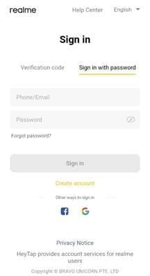 realme linked account login