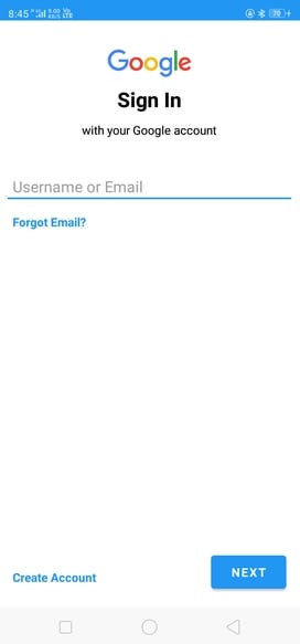 enter correct google account for backup 