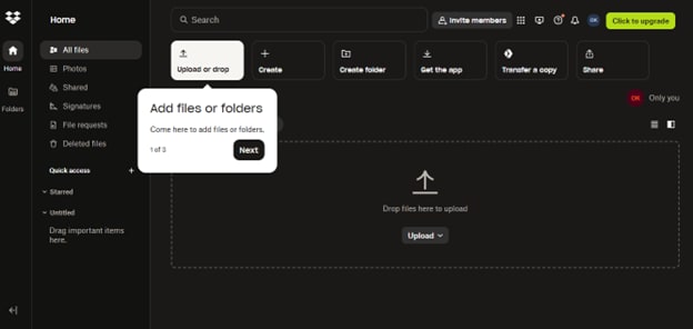 click upload files