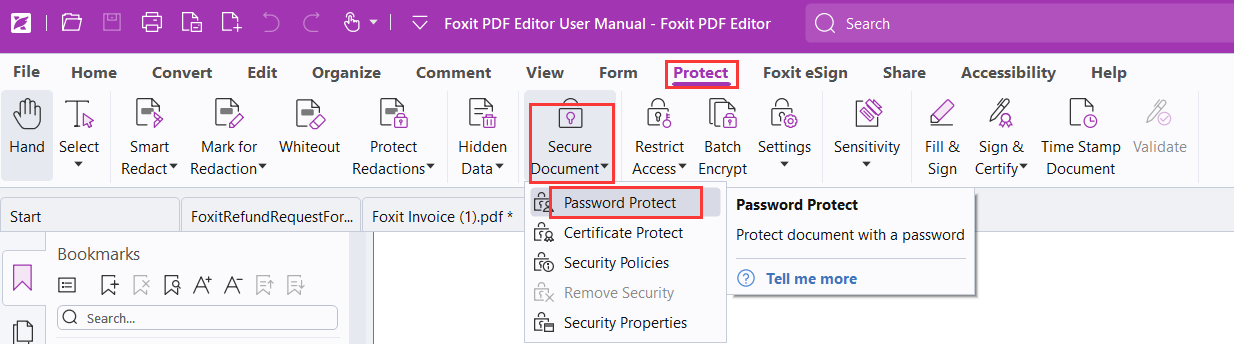 set password protection using foxit