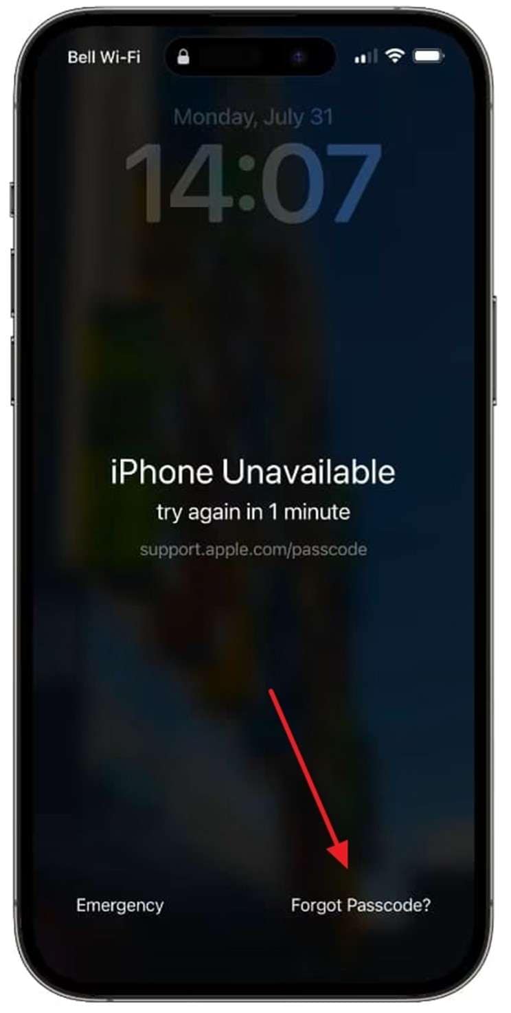 move with forgot passcode