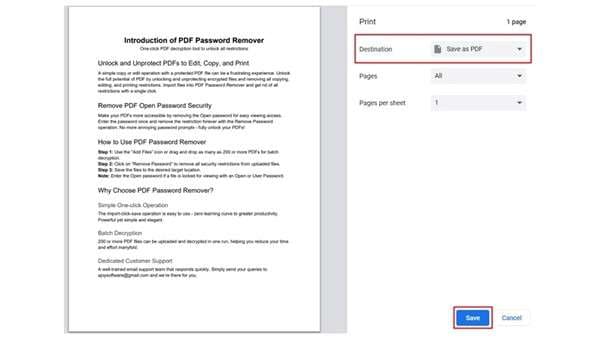 save as regular pdf