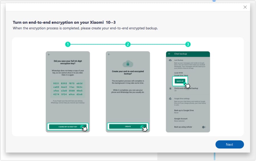 create a backup on the device