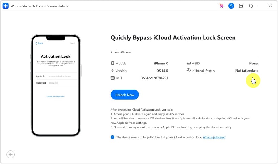 use the unlock now button