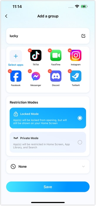 applying locked and private mode