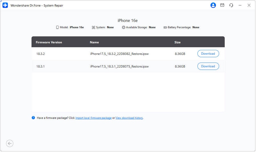 download do ios firmware requerido