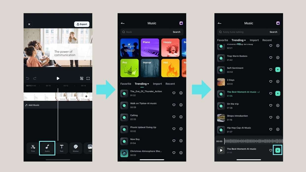 add music to slideshow using filmora mobile