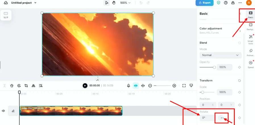 поворот видео в capcut онлайн