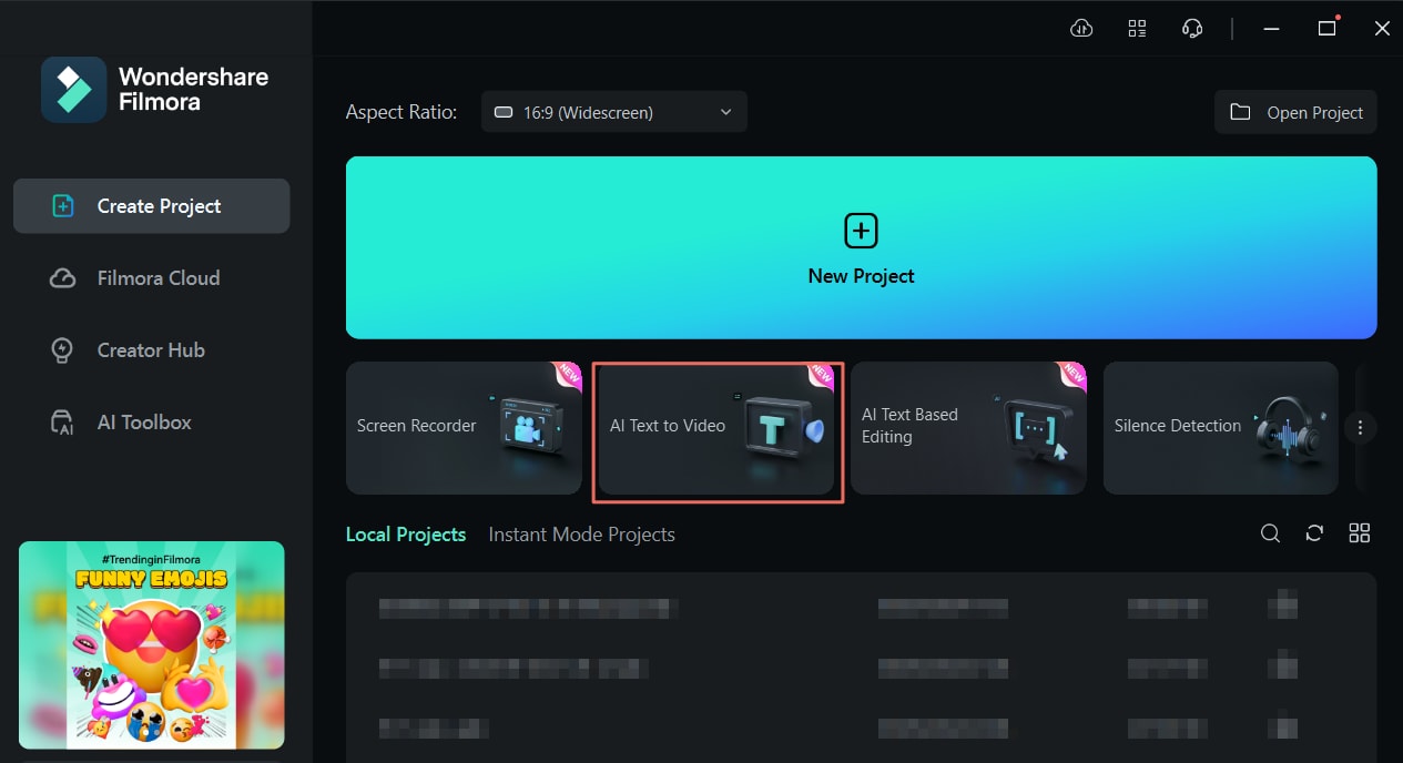 find the text to video feature in filmora