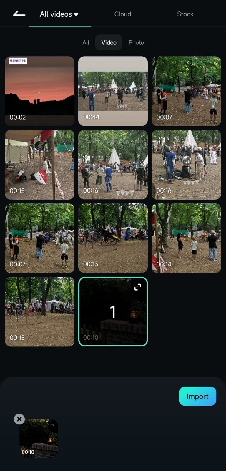 импортируйте видео, содержащее аудио