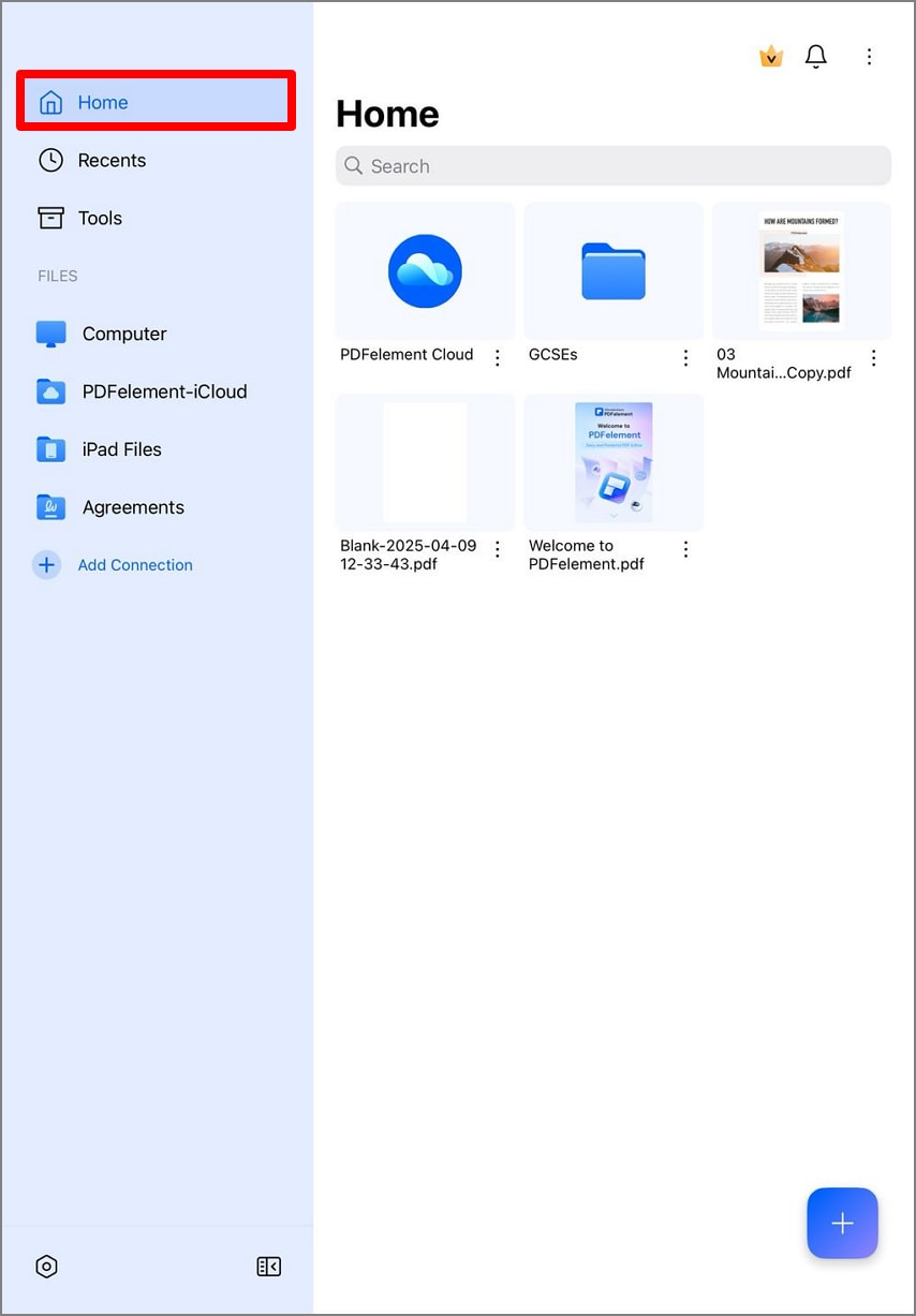 PDFelement home screen