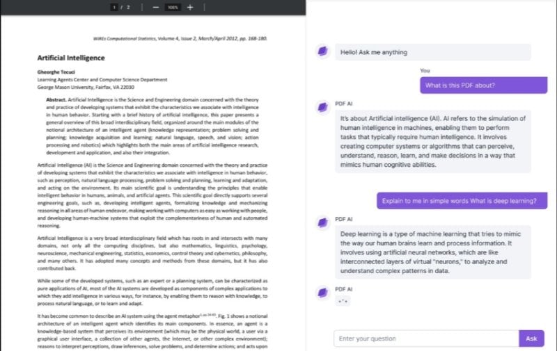 asking pdf ai io questions