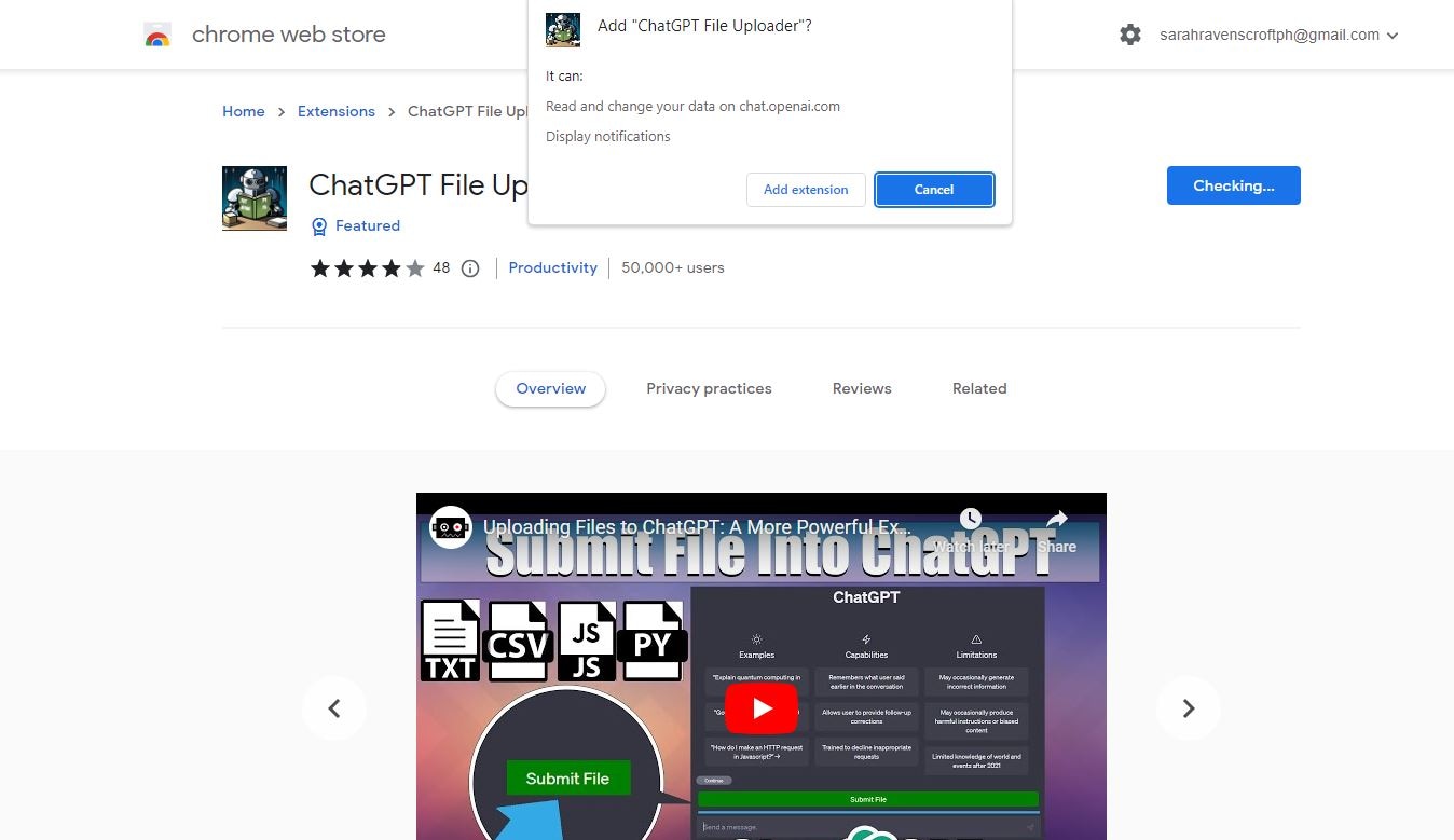 chatgpt ai pdf add extension