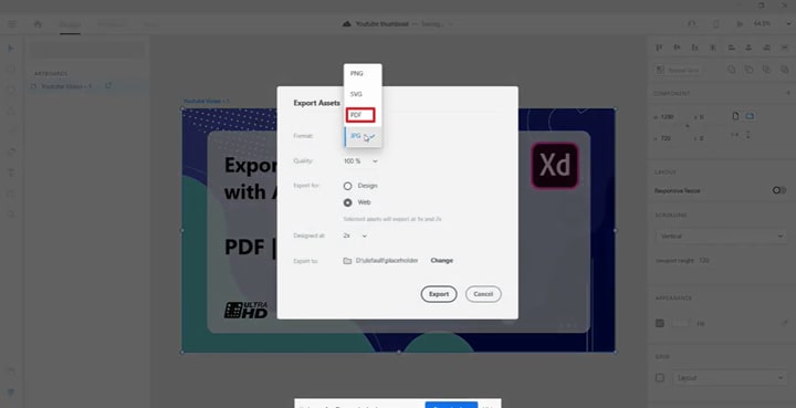 exportar adobe xd para pdf