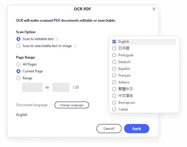 ocr supports 20+ languages