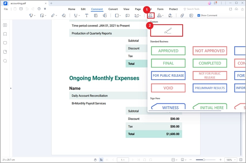 add signature stamp in pdf custom
