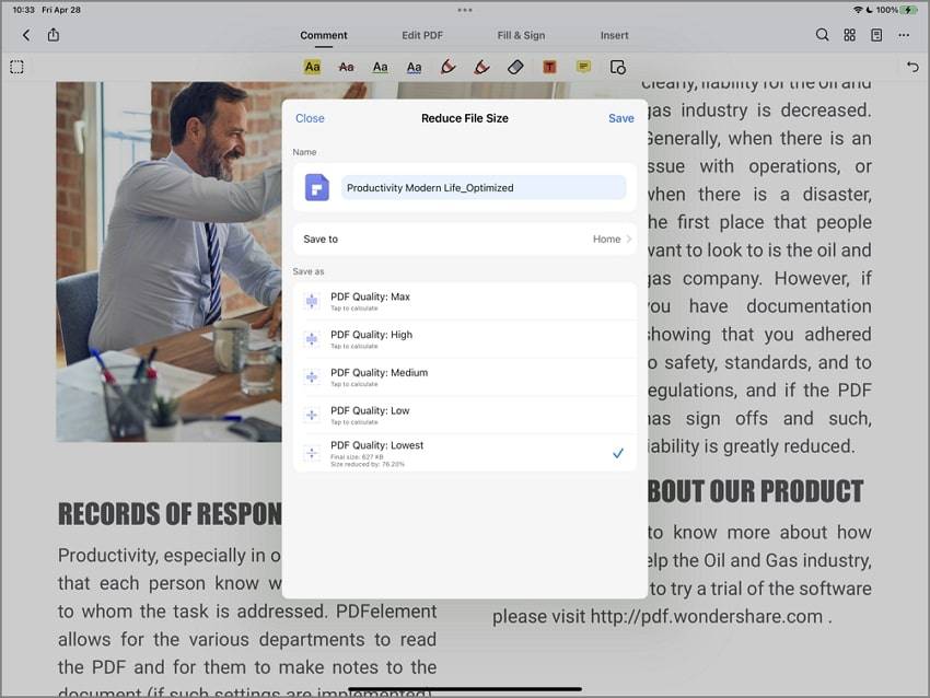 сохраните оптимизированный pdf