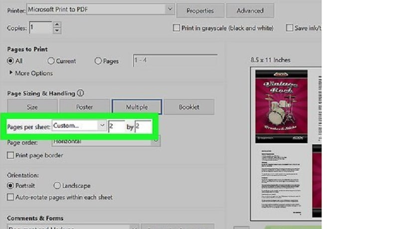 select pages per sheet
