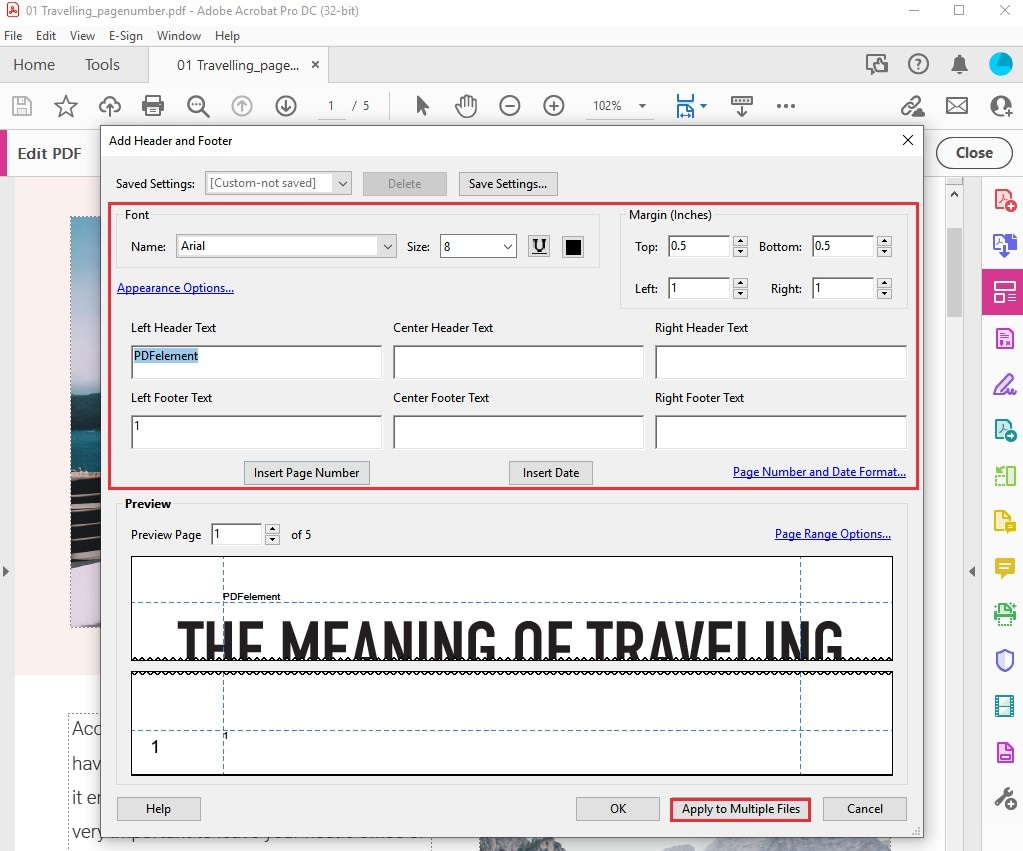 pdf header footer editor