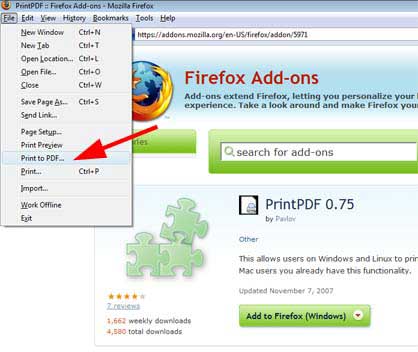 als pdf in firefox drucken