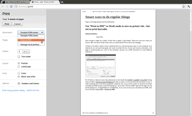 Chrome als PDF drucken