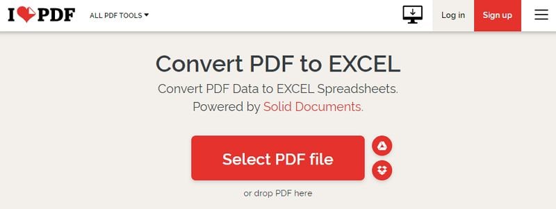 ilovepdf to excel online