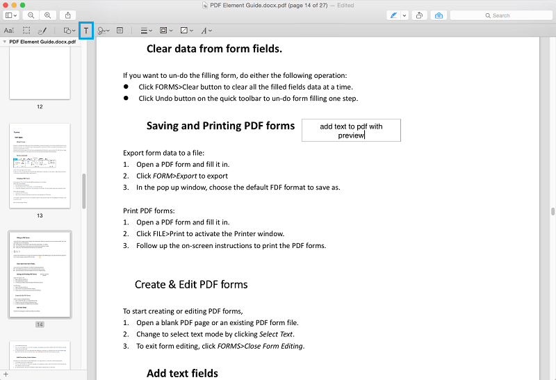 how to add text to a pdf in preview