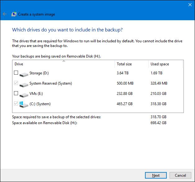 create system image backup
