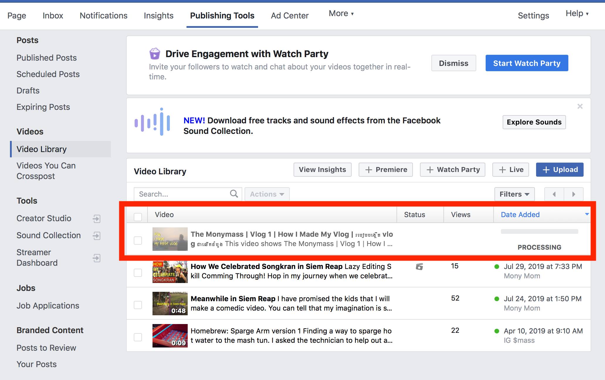 vídeo do facebook travado