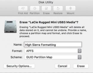 incapaz de formatar o disco rígido do mac