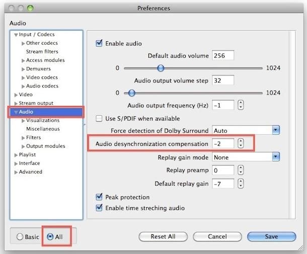 adjust sync on vlc for mac