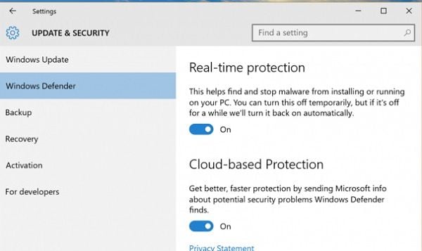 turn off windows defender