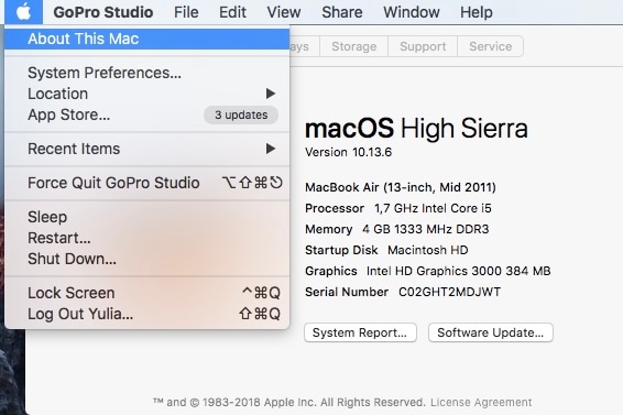verifique os requisitos mínimos do sistema macos