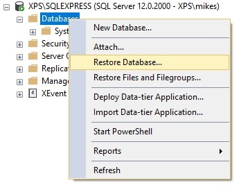 restaurando o Access Database a partir de arquivos de backup