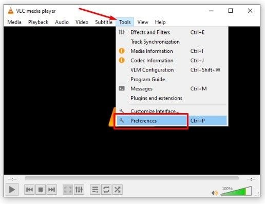 abra as preferências do menu de ferramentas