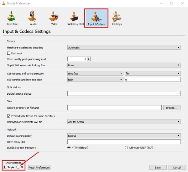 toque em todos nas configurações