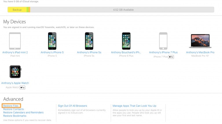 Recuperar backup do iCloud