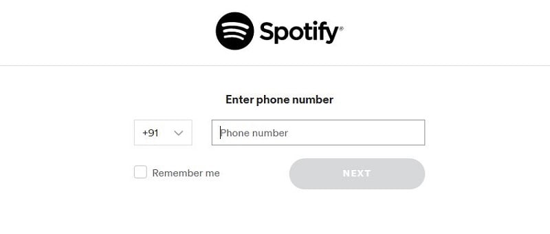 Войдите в Spotify с помощью номера телефона