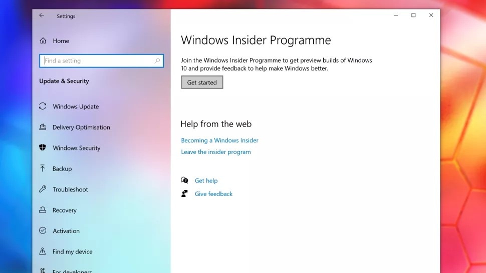 acesse programa Windows Insider