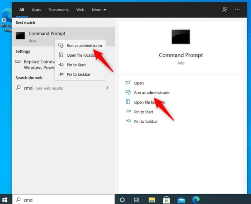 execute o prompt de comando com privilégios de administrador