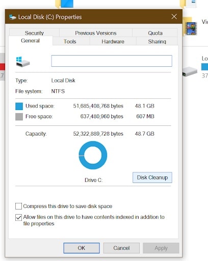 berbagai opsi untuk membersihkan disk pada menu ini