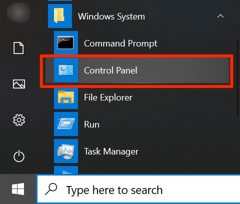 Abra o painel de controle