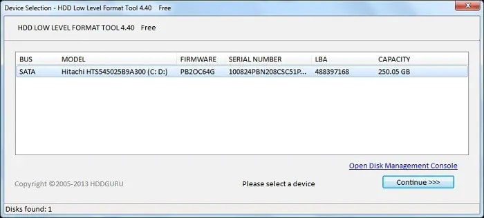 selecionando a ferramenta de formatação do disco rígido hdd