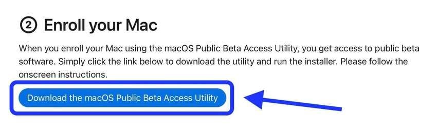 Baixar o utilitário de acesso público beta do macOS.