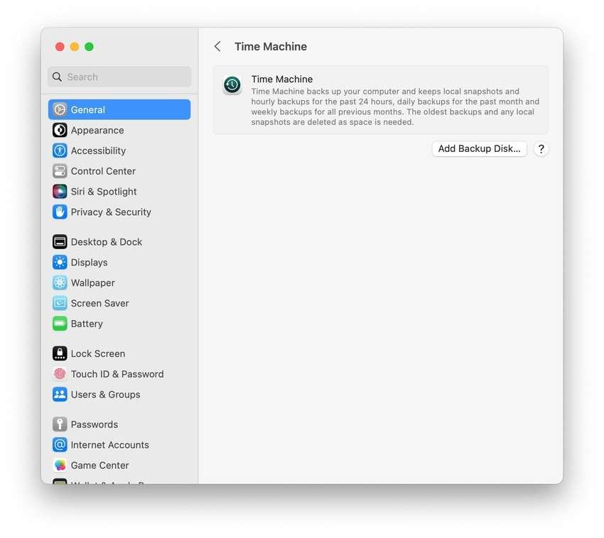 crie um backup do time machine